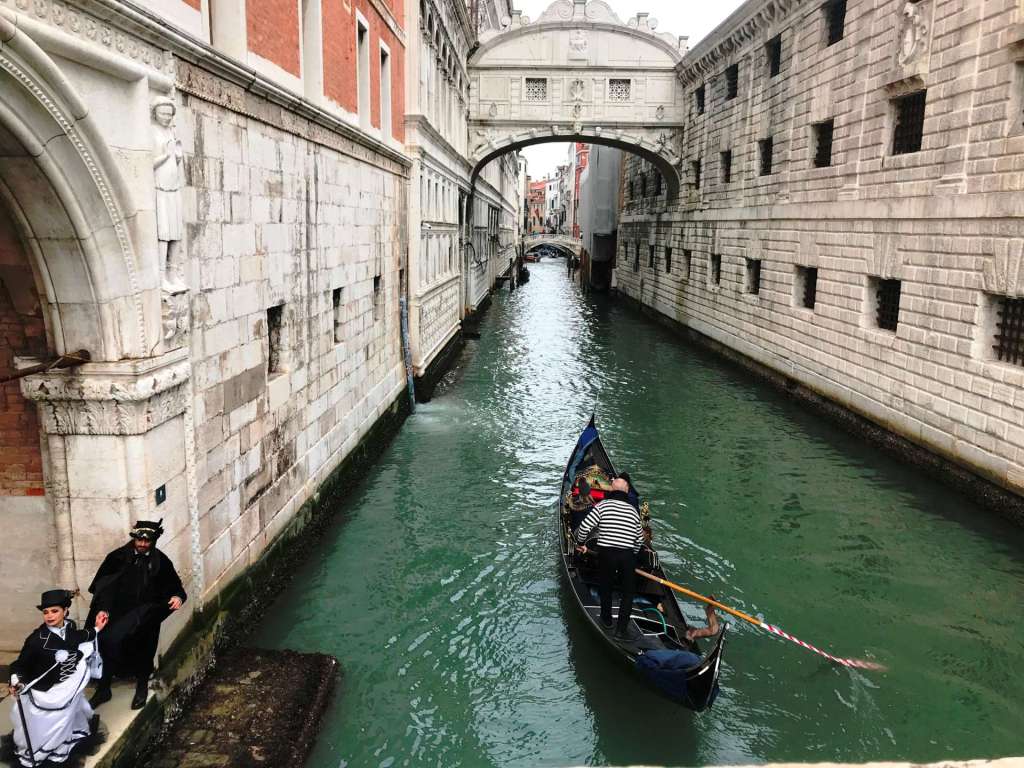 Bridge of Sighs, near Doge's Palace and St. Mark's square, Venice Carnival Italy