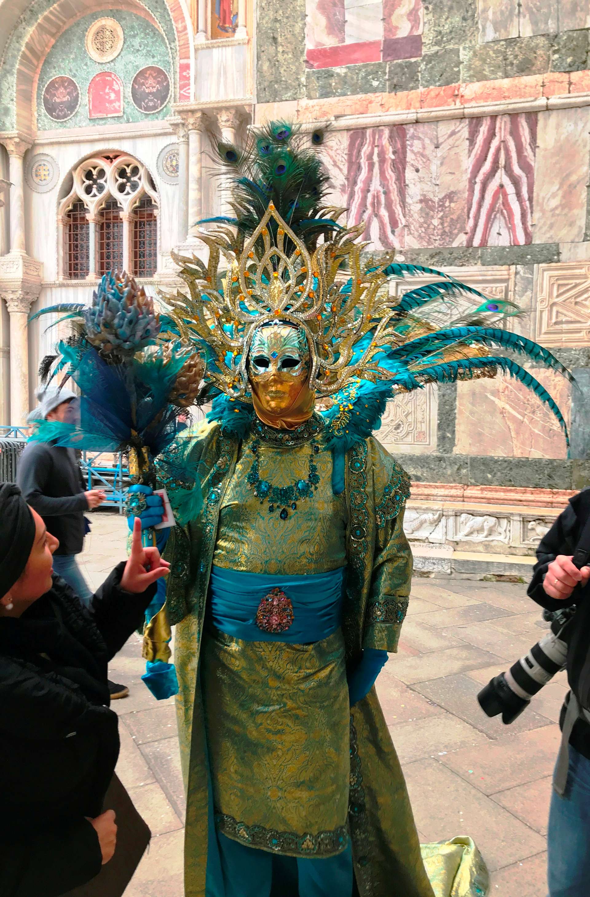 Fantasy green costume, Venice Carnival Italy