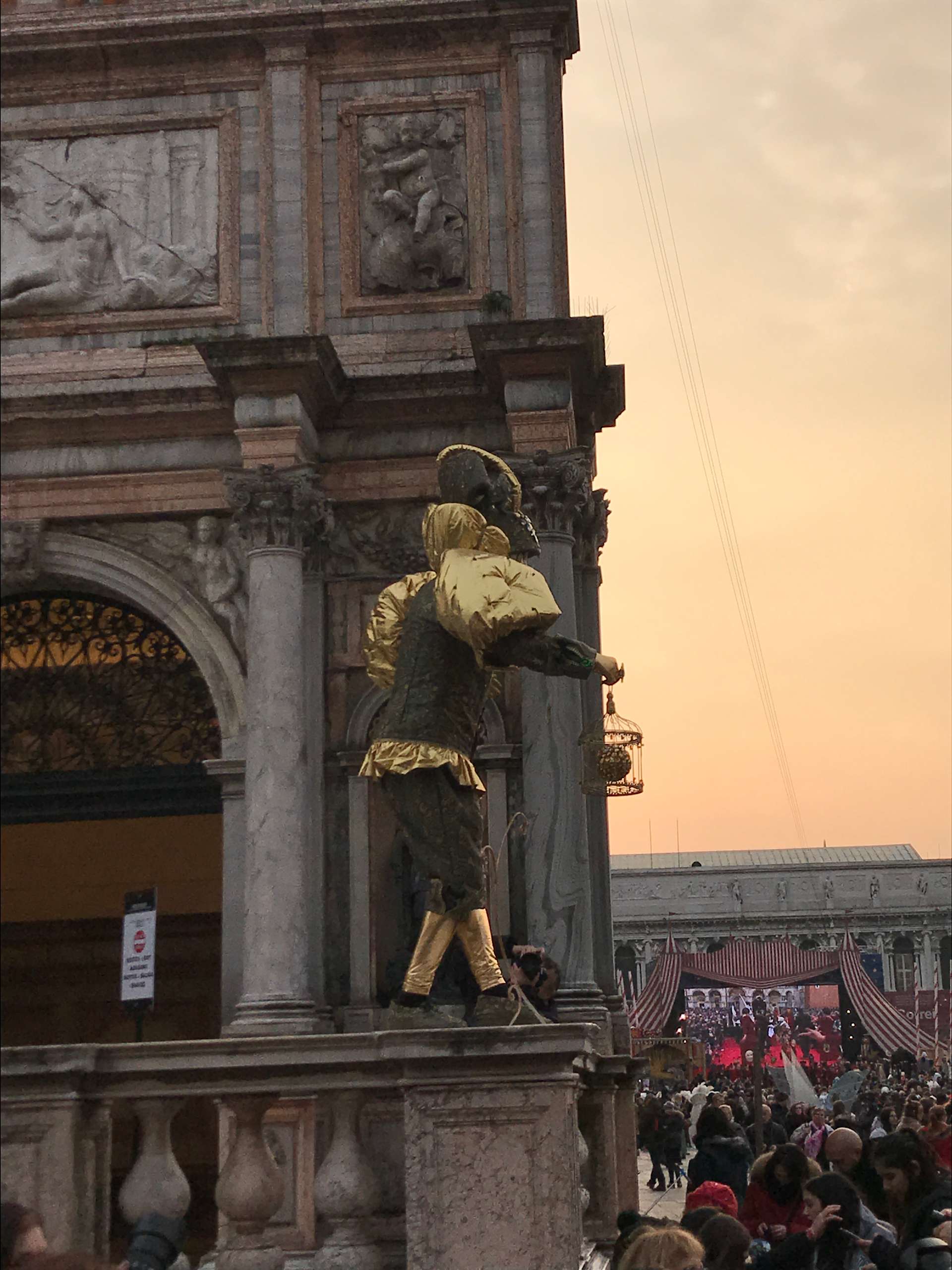 Venice Italy Carnival - jester costume at the Bell Tower