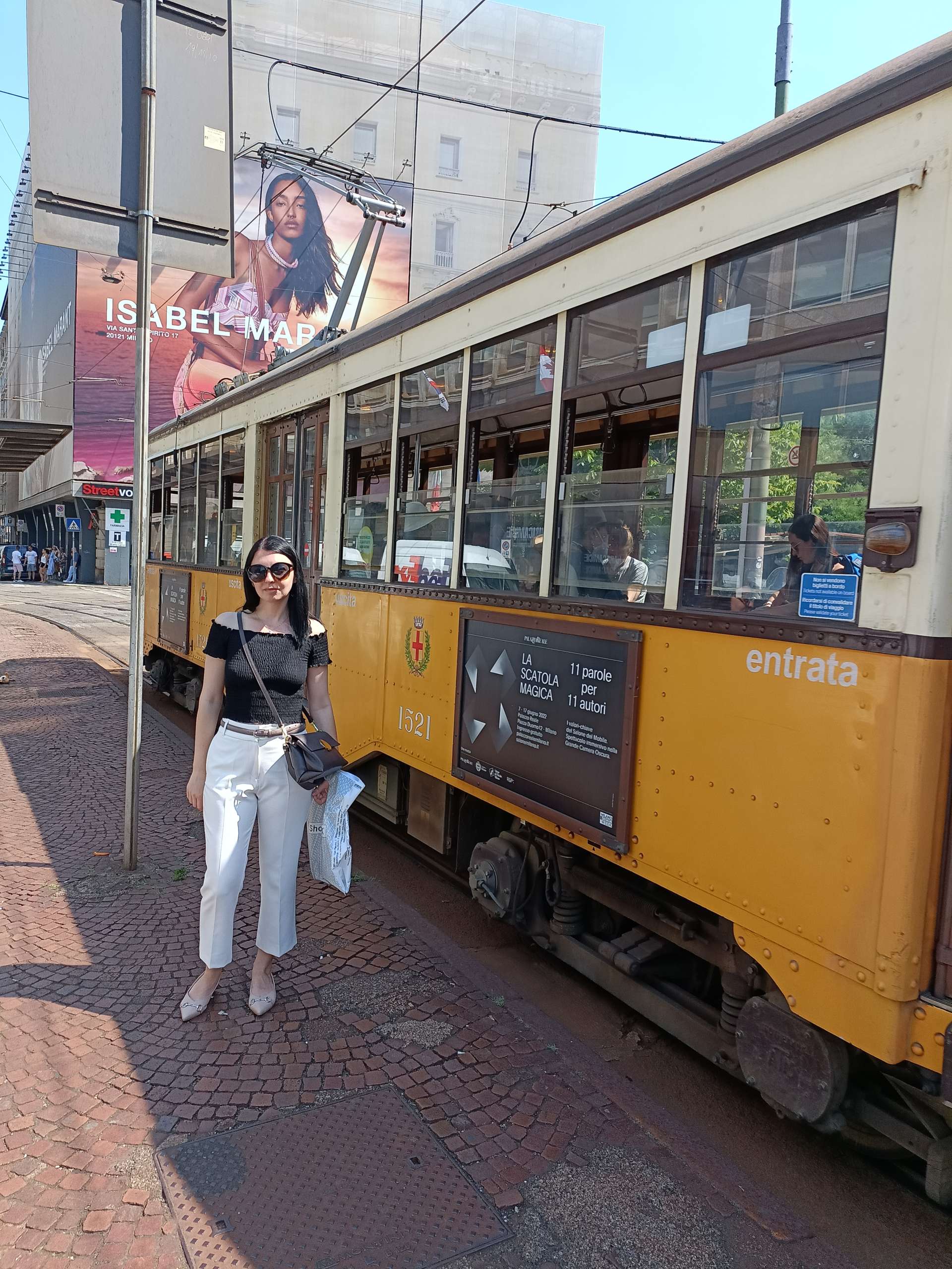 Historic Milan yellow tram