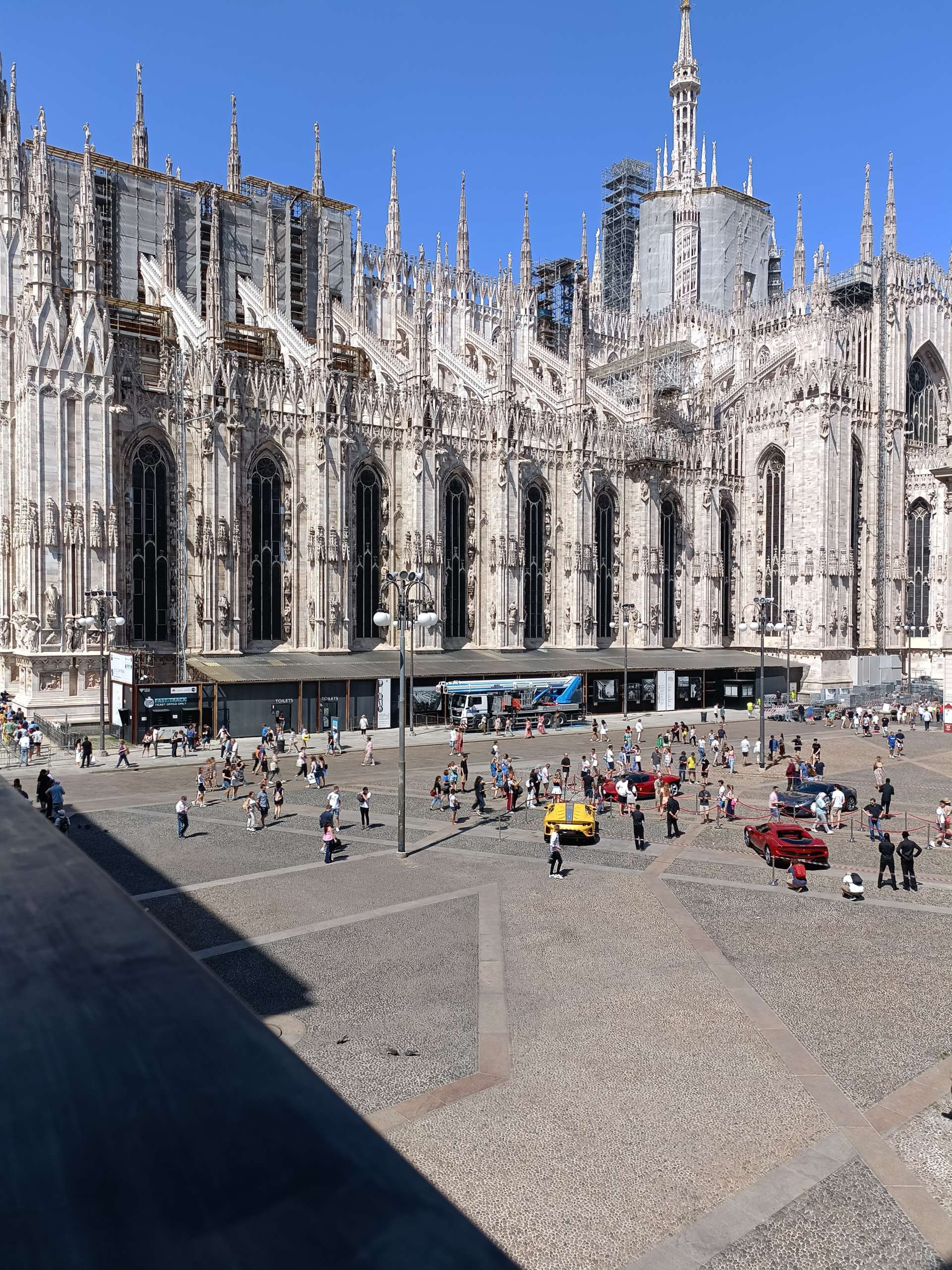 Piazza Duomo view from Palazzo dell'Arengario, city of Milan, Italy