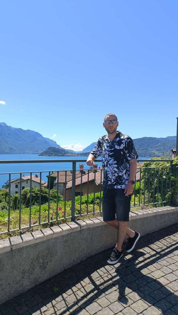 Lake Como view and Bellagio shape in the background