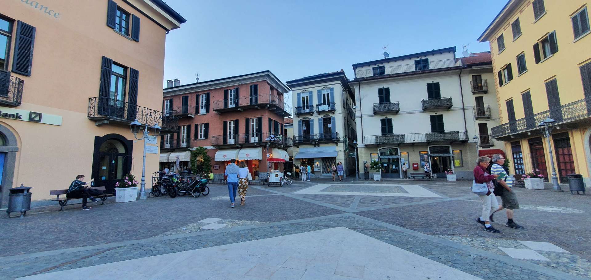 Piazza Giuseppe Garibald in the evening, Menaggio Italy