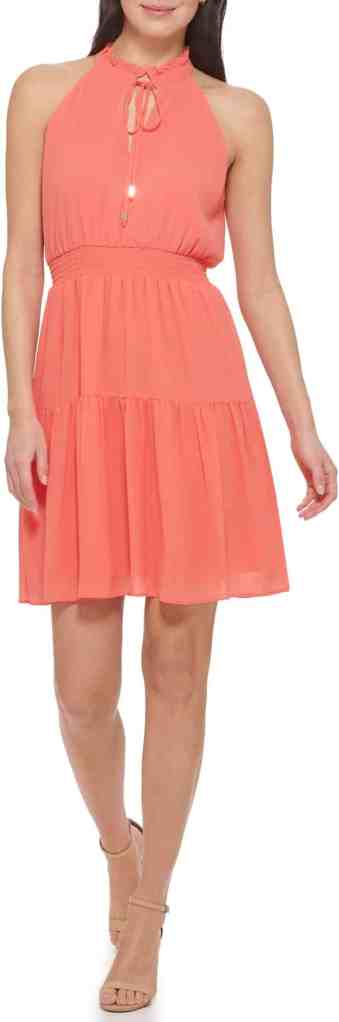 Sleeveless Halter Neck Chiffon Fit & Flare