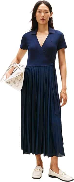 Tommy Hilfiger Women’s 1985 Pleated Wrap Polo Dress