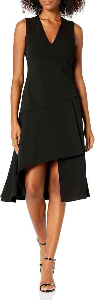 Sleeveless V Neck with Diagonal and Ruffled Hem Special Occasion