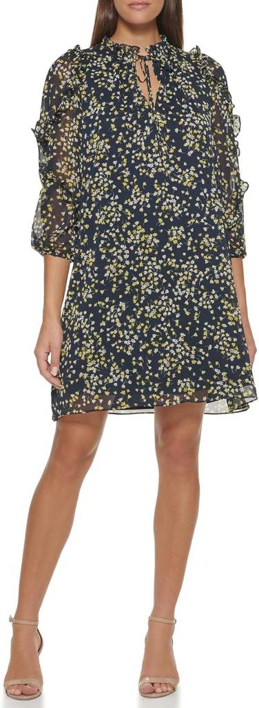 Tommy Hilfiger Women's Long Eloise Ruffle Sleeve Dress